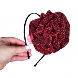 Bentita / coronita pentru par din Satin BP023II floare Rosie